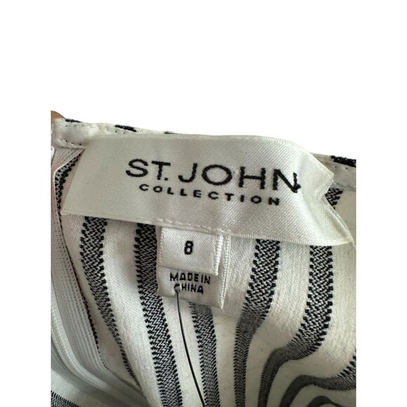 ST JOHN COLLECTION Striped Vintage Crewneck Dress Size 8 - Picture 3 of 8